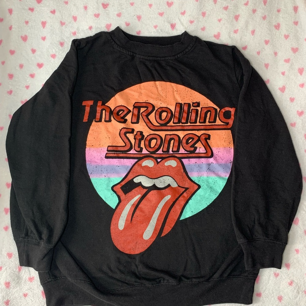 The Rolling Stones Black Cotton Blend Crewneck